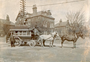 Alton & Cearns Roads Junction, showing horse-drawn bus on regular route to Birkenhead Central Station and Woodside Ferry